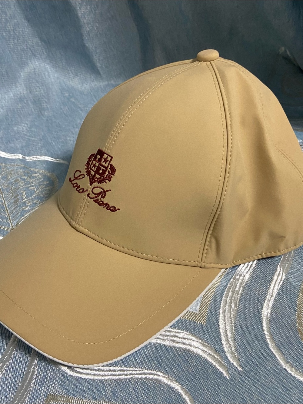 Loro Piana Beige Baseball Cap with Burgundy Logo - Picture 7 of 7